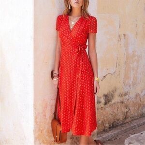 Sezane Amber Wrap Midi Dress 34